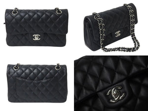 極美品 CHANEL シャネル チェーンショルダーバッグ マトラッセ23 Wフラップラップ ラムスキン ブラックシルバー 29番台 中古 4b000320