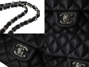 極美品 CHANEL シャネル チェーンショルダーバッグ マトラッセ23 Wフラップラップ ラムスキン ブラックシルバー 29番台 中古 4b000320