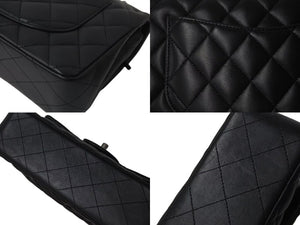 極美品 CHANEL シャネル チェーンショルダーバッグ マトラッセ23 Wフラップラップ ラムスキン ブラックシルバー 29番台 中古 4b000320