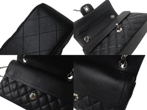 極美品 CHANEL シャネル チェーンショルダーバッグ マトラッセ23 Wフラップラップ ラムスキン ブラックシルバー 29番台 中古 4b000320