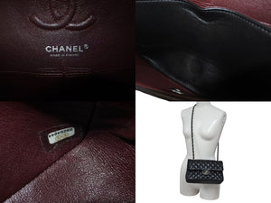 極美品 CHANEL シャネル チェーンショルダーバッグ マトラッセ23 Wフラップラップ ラムスキン ブラックシルバー 29番台 中古 4b000320