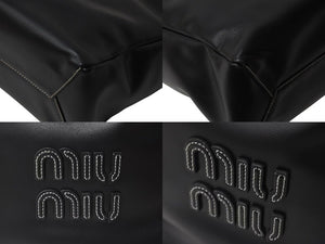 極美品 MIUMIU ミュウミュウ アイビー ハンドバッグ ショルダーバッグ 2WAY 5BA284 レザー ブラック ゴールド金具 中古 4b000322