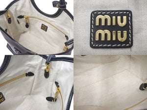 極美品 MIUMIU ミュウミュウ アイビー ハンドバッグ ショルダーバッグ 2WAY 5BA284 レザー ブラック ゴールド金具 中古 4b000322