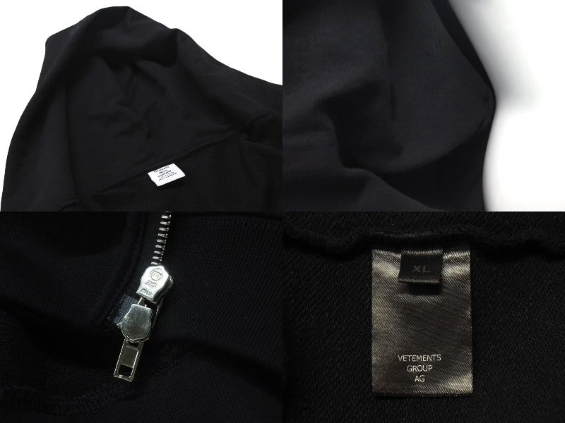 VETEMENTS FAN? ブラック フーディ 限定版 極美品 VETEMENTS ヴェトモン 25SS VETEMENTS.COM FITTED ジップ