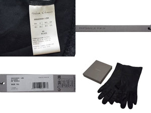 新品同様 Rick Owens リックオウエンス 24FW ポータービル ランウェイ レザー グローブ 手袋 ブラック ラムスキン シルク 9 1/2 RR02D6451 中古 4b000340