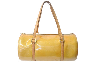 LOUIS VUITTON ルイヴィトン ベッドフォード ハンドバッグ M91006 モノグラムヴェルニ 筒型 ゴールド金具 イエロー 良品 中古 4c003531