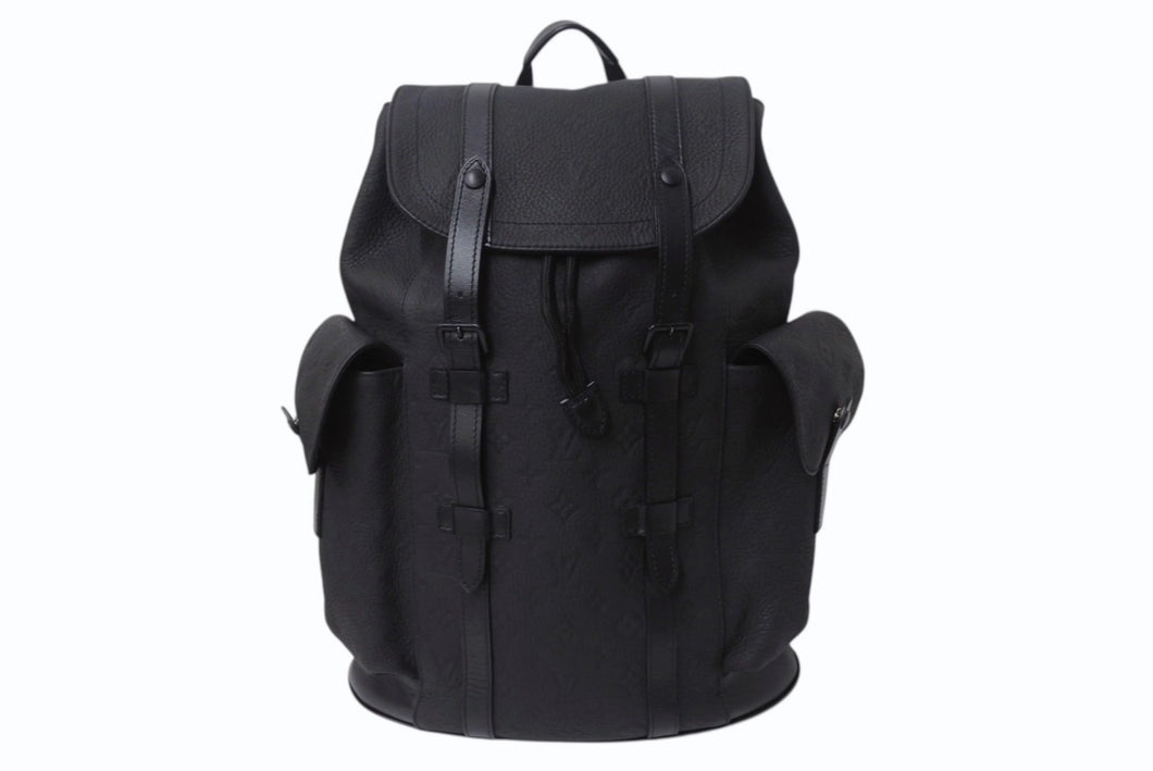 極美品 LOUISVUITTON ルイヴィトン クリストファー MM リュックサック M55699 トリヨンレザー ブラック シルバー金具 中古 4b003537