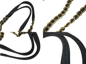PRADA プラダ チェーンショルダーバッグ トートバッグ ハンドバッグ トライアングルロゴ B4394 ブラック ゴールド金具 美品 中古 4b000355