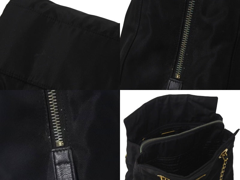 プラダ　トートバック　ブラック　ゴールドチェーン PRADA プラダ チェーンショルダーバッグ トートバッグ