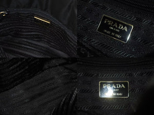 PRADA プラダ チェーンショルダーバッグ トートバッグ ハンドバッグ トライアングルロゴ B4394 ブラック ゴールド金具 美品 中古 4b000355 