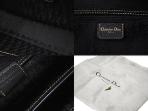 極美品 Christian Dior クリスチャンディオール カナージュ スモール ハンドバッグ ラムスキン ブラック ゴールド金具 中古 4b000356