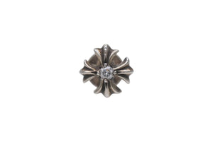 極美品 CHROME HEARTS クロムハーツ パヴェダイヤ クロス ピアス シルバー925 14k アクセサリー 0.7g 中古 4b000362