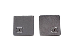 CHANEL シャネル スクエア ココマーク ピアス 重量約4.8g 00C刻印 メタル シルバー ヴィンテージ 両耳用 美品 中古 4b000379