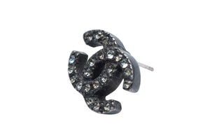 CHANEL シャネル ココマーク ピアス 重量約6.0g 00A刻印 メタル ラインストーン ブラック クリア 両耳用 美品 中古 4b000380