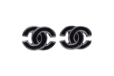 CHANEL シャネル ココマーク ピアス 重量約1.7g 00T刻印 ヴィンテージ シルバー ブラック メタル 両耳用 美品 中古 4b000381