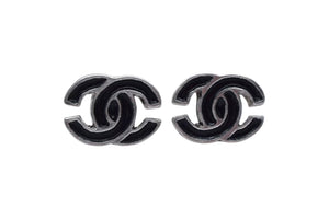 CHANEL シャネル ココマーク ピアス 重量約1.7g 00T刻印 ヴィンテージ シルバー ブラック メタル 両耳用 美品 中古 4b000381