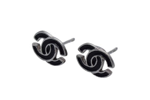 CHANEL シャネル ココマーク ピアス 重量約1.7g 00T刻印 ヴィンテージ シルバー ブラック メタル 両耳用 美品 中古 4b000381
