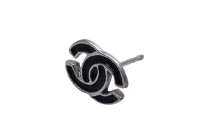CHANEL シャネル ココマーク ピアス 重量約1.7g 00T刻印 ヴィンテージ シルバー ブラック メタル 両耳用 美品 中古 4b000381