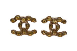 極美品 CHANEL シャネル ココマーク ピアス 重量約3.8g A14P刻印 メタル レジン ゴールド クリアイエロー 両耳用 中古 4b000383