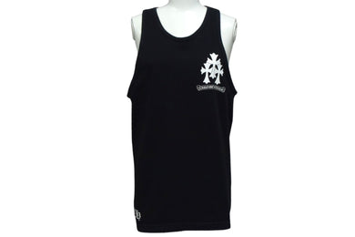 CHROME HEARTS クロムハーツ トリプルCHクロスプリント クルーネック タンクトップ ノースリーブカットソー ブラック サイズS 美品 中古 4b000406