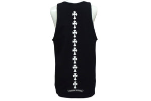 CHROME HEARTS クロムハーツ トリプルCHクロスプリント クルーネック タンクトップ ノースリーブカットソー ブラック サイズS 美品 中古 4b000406