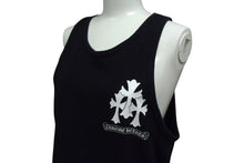 Load image into Gallery viewer, CHROME HEARTS クロムハーツ トリプルCHクロスプリント クルーネック タンクトップ ノースリーブカットソー ブラック サイズS 美品 中古 4b000406