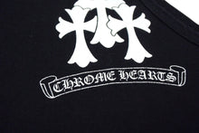Load image into Gallery viewer, CHROME HEARTS クロムハーツ トリプルCHクロスプリント クルーネック タンクトップ ノースリーブカットソー ブラック サイズS 美品 中古 4b000406