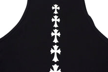 Load image into Gallery viewer, CHROME HEARTS クロムハーツ トリプルCHクロスプリント クルーネック タンクトップ ノースリーブカットソー ブラック サイズS 美品 中古 4b000406