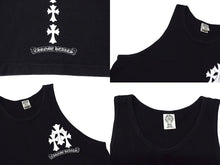 Load image into Gallery viewer, CHROME HEARTS クロムハーツ トリプルCHクロスプリント クルーネック タンクトップ ノースリーブカットソー ブラック サイズS 美品 中古 4b000406