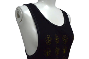 CHROME HEARTS クロムハーツ ヴァインダガープリントタンクトップ コットン ブラック イエローサイズL 美品 中古 4b000412 正規品