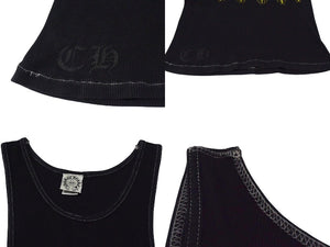 CHROME HEARTS クロムハーツ ヴァインダガープリントタンクトップ コットン ブラック イエローサイズL 美品 中古 4b000412 正規品