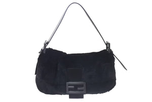 極美品 FENDI フェンディ マンマバケット ワンショルダーバッグ 26424 ファー レザー ブラック金具 中古 4b000421