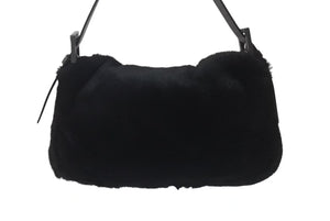 極美品 FENDI フェンディ マンマバケット ワンショルダーバッグ 26424 ファー レザー ブラック金具 中古 4b000421