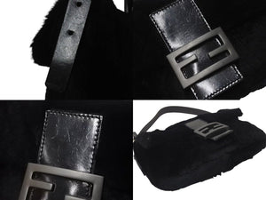 極美品 FENDI フェンディ マンマバケット ワンショルダーバッグ 26424 ファー レザー ブラック金具 中古 4b000421