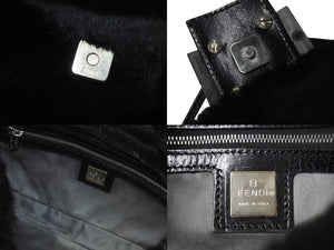 極美品 FENDI フェンディ マンマバケット ワンショルダーバッグ 26424 ファー レザー ブラック金具 中古 4b000421
