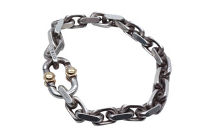 TIFFANY&Co. ティファニー メイカーズ ワイドチェーン ブレスレット ラージ 重量約54.9g 全長約22cm 18KYG シルバー925 美品 中古 4b000423