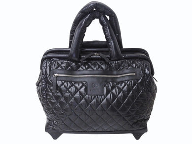 極美品 CHANEL シャネル キャリーバッグ ハンドバッグ ココマーク ナイロン ブラック 23番台 中古 4b000429