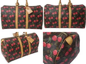 極美品 LOUIS VUITTON ルイヴィトン キーポル 45 モノグラムチェリー 村上隆 ボストンバッグ ハンドバッグ レッド M95011 中古 4b000448