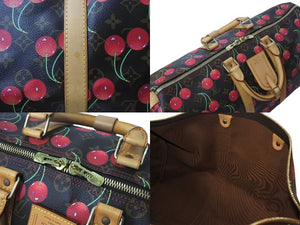 極美品 LOUIS VUITTON ルイヴィトン キーポル 45 モノグラムチェリー 村上隆 ボストンバッグ ハンドバッグ レッド M95011 中古 4b000448