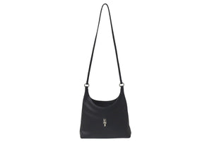 極美品 CHROME HEARTS クロムハーツ VIV ダガー ワンショルダーバッグ スクロールロゴ シルバー925 レザー ブラック 中古 4b000450