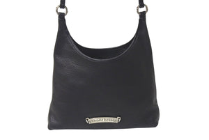 極美品 CHROME HEARTS クロムハーツ VIV ダガー ワンショルダーバッグ スクロールロゴ シルバー925 レザー ブラック 中古 4b000450