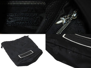 極美品 CHROME HEARTS クロムハーツ VIV ダガー ワンショルダーバッグ スクロールロゴ シルバー925 レザー ブラック 中古 4b000450