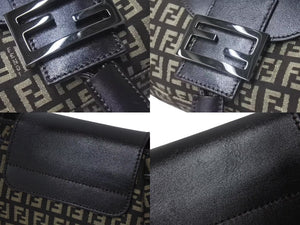 極美品 FENDI フェンディ ズッキーノ ミニ マンマバケット ハンドバッグ ベージュ ブラウン キャンバス レザー 8BR277 ロゴ シルバー金具 中古 4b000451
