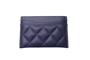 極美品 CHANEL シャネル カードケース 名刺入れ ココマーク 24番台 キャビアスキン ネイビー シルバー金具 中古 4b000469