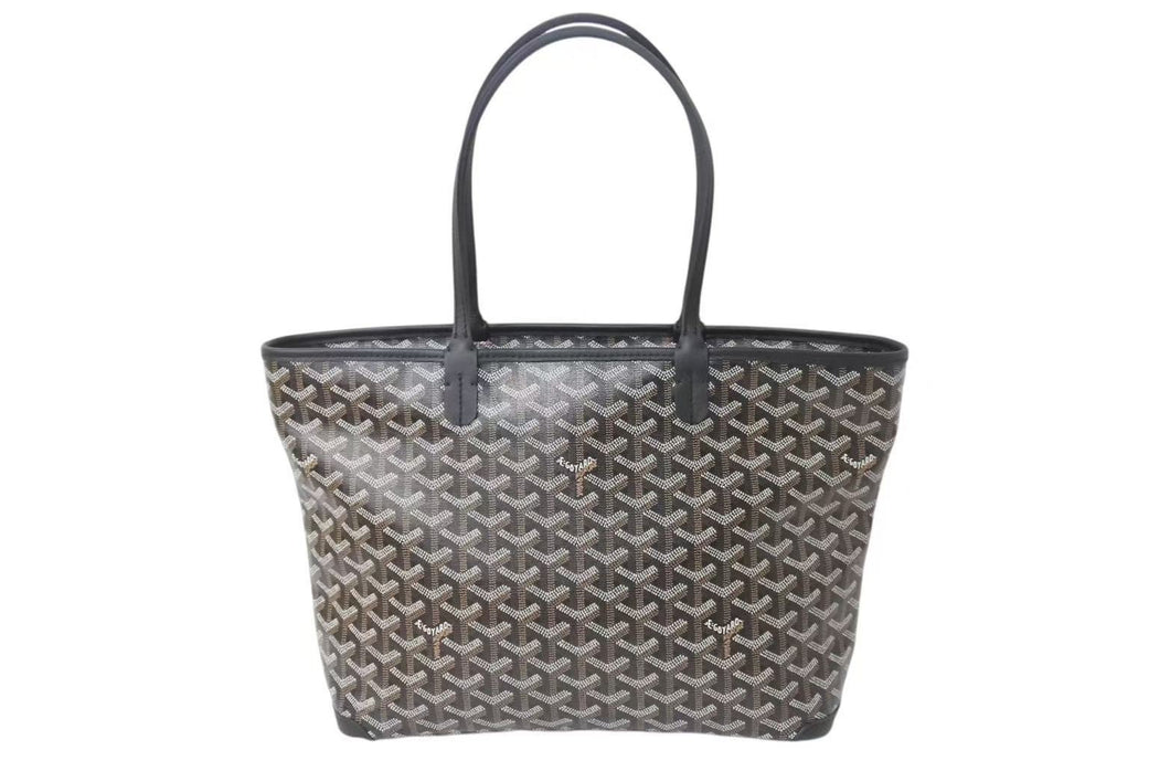 新品同様 GOYARD ゴヤール アルトワMM トートバッグ ハンドバッグ コーティングキャンバス レザー ブラック 中古 4b000475