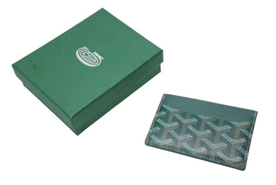 新品同様 GOYARD ゴヤール サンシュルピス カードケース グリーン STSULPPMLTY08CL08X ロゴ 小物 カーフスキン 中古 4b000477