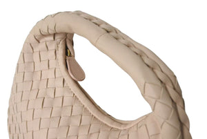 極美品 BOTTEGAVENETA ボッテガヴェネタ イントレチャート ホーボー ミニ ハンドバッグ 189227 レザー ピンク ゴールド金具 中古 4b000479