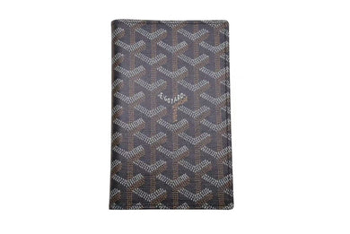 新品未使用 GOYARD ゴヤール パスポートケース パスケース PVC レザー ブラック ヘリンボーン フランス製 中古 4b000488