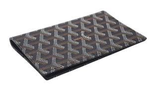 新品未使用 GOYARD ゴヤール パスポートケース パスケース PVC レザー ブラック ヘリンボーン フランス製 中古 4b000488