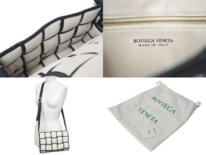 極美品 BOTTEGA VENETA ボッテガヴェネタ パデッドカセット ナチュラル ショルダーバッグ アイボリー キャンバス レザー 中古 4b000492